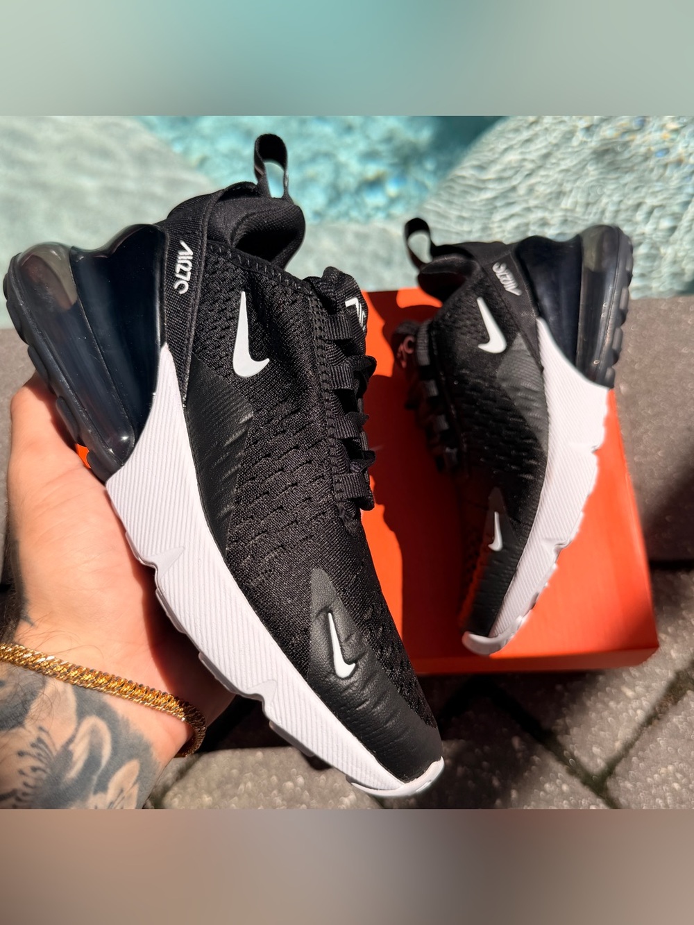 NIKE AIR MAX 270 BLACK WHITE RUNNING TRAINING WORKOUT CASUAL AH6789-001 WOMEN 5